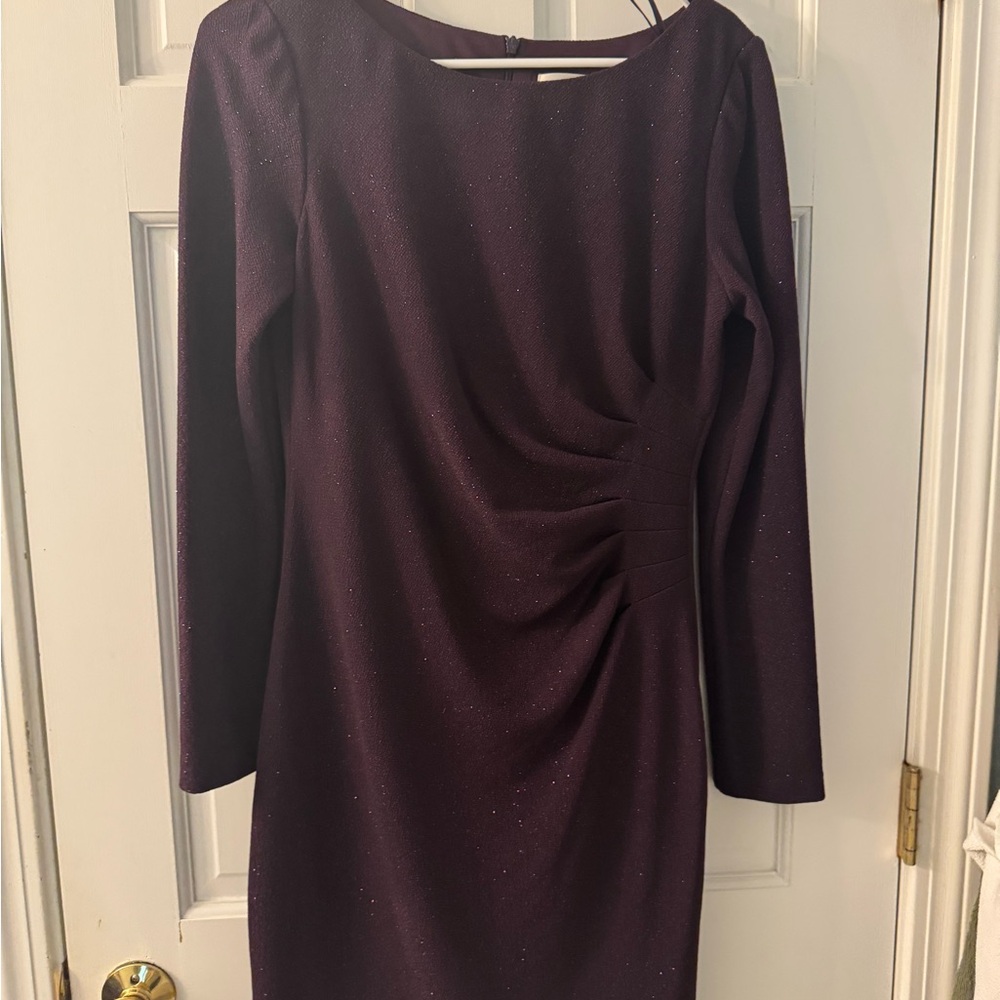 Eliza J Purple Ruched Long Sleeve Sheath Dress